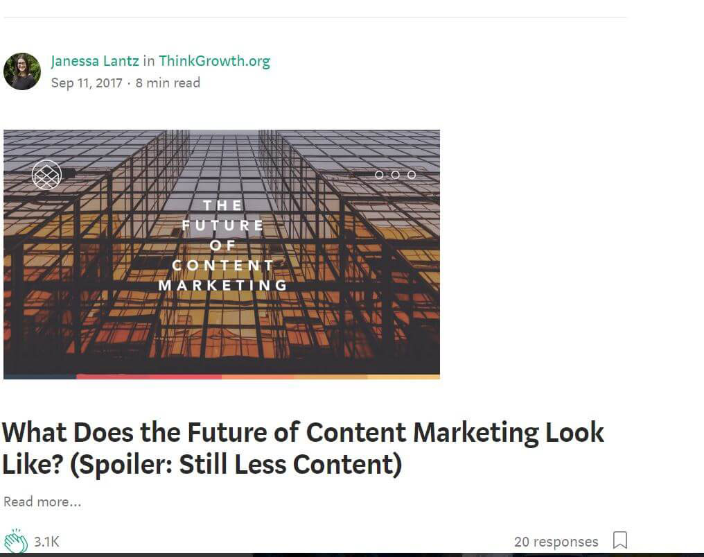 a blog post on medium about content marketing.