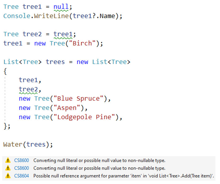 possible null reference assignment in c#
