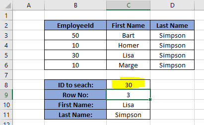 Data in excel showing employee ID numbers