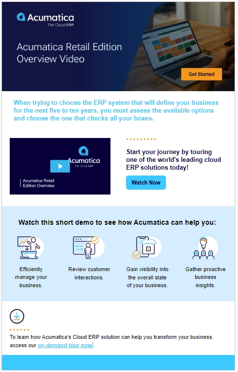 A modern marketing email that blends video previews, branded visuals, and interactive calls to action—showcasing how dynamic content is replacing static layouts to drive stronger engagement.